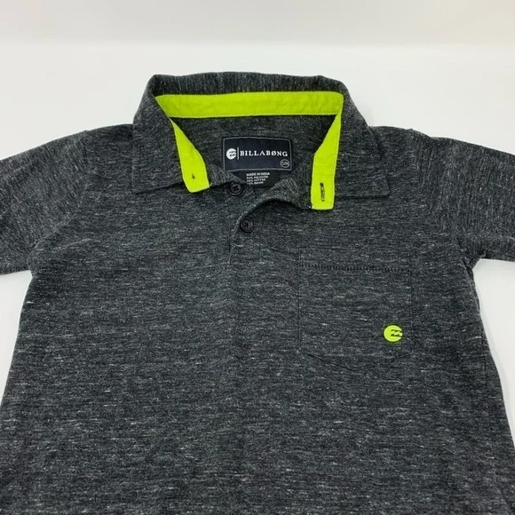Billabong Boys Gray Short Sleeve Polo Shirt Youth Size 5 Polyester Cotton Blend - Picture 3 of 8